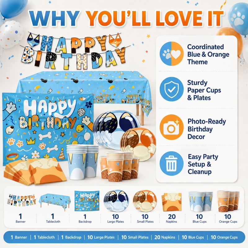 Blue Dog Party Supplies Bundle - Pet Supplies In Bulk review and price