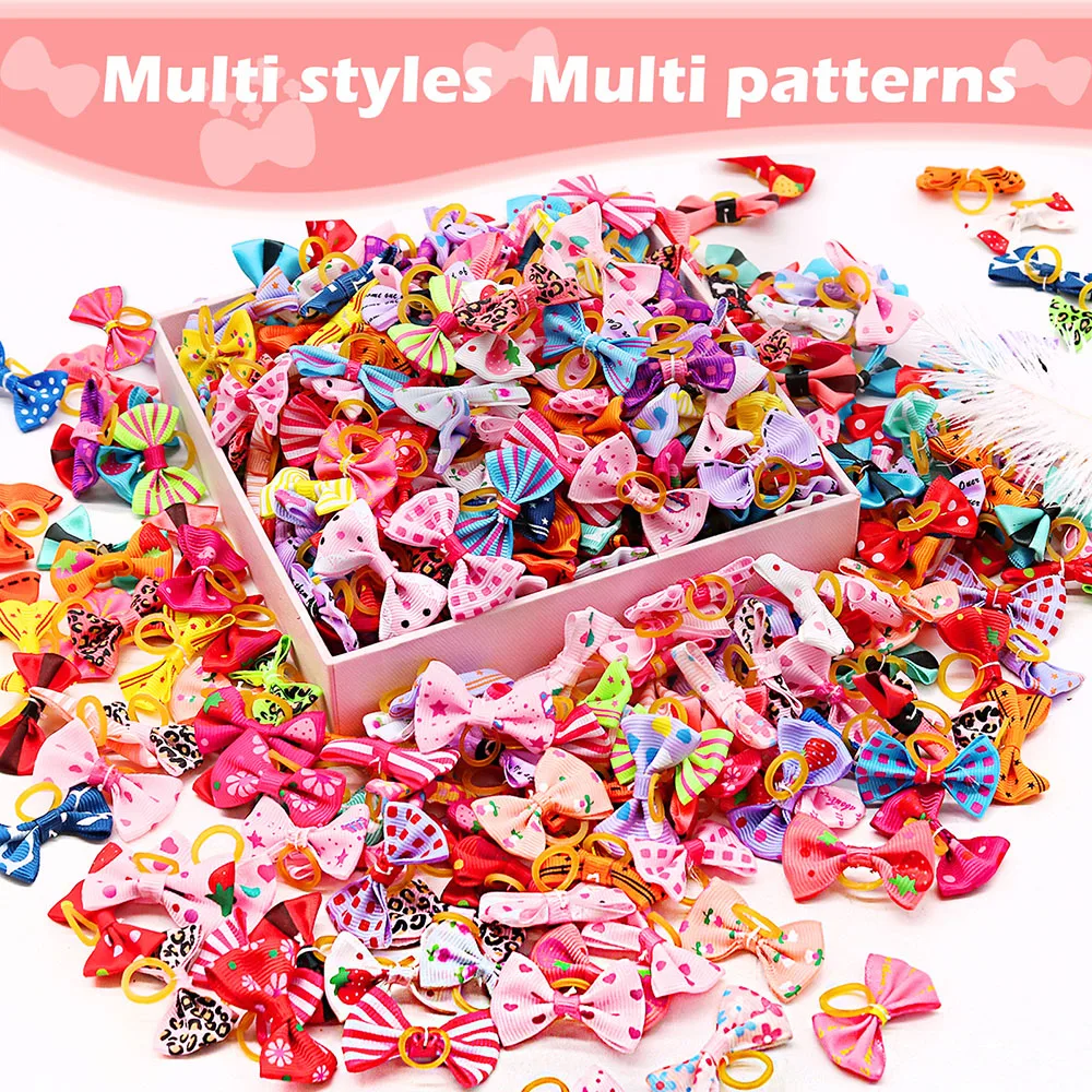 50PCS Dog Bows With Rubber Ban - Pet Supplies In Bulk review and price